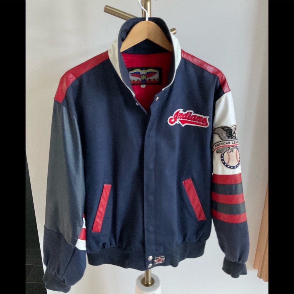 Vintage M Jeff Hamilton Cleveland Indians leather sleeve Jacket Great condition